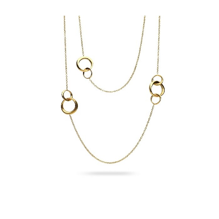 Long Necklace Irregular Circles Yellow Gold