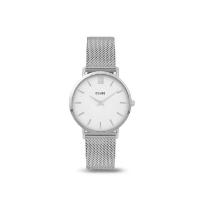 Minuit Mesh 33mm steel and white dial watch