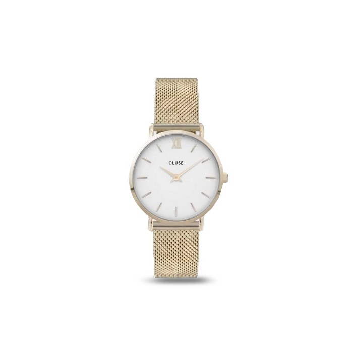 Minuit Mesh 33mm gold and white dial watch