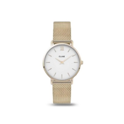 Minuit Mesh 33mm gold and white dial watch