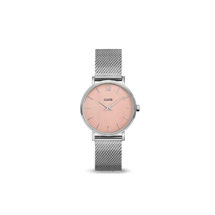 Rellotge Cluse Minuit Mesh acer i esfera or rosa de 33 mm