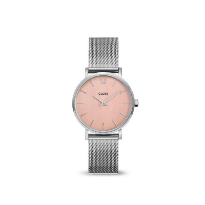 Cluse Minuit Mesh steel and 33mm rose gold dial watch