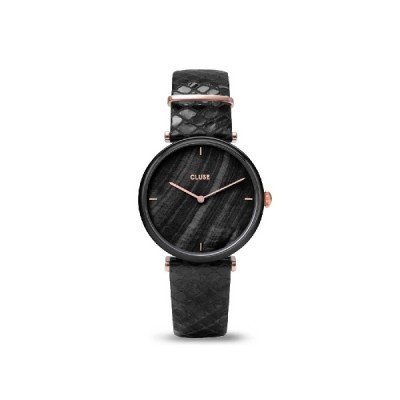 Triomphe 33mm watch in black and black python leather strap