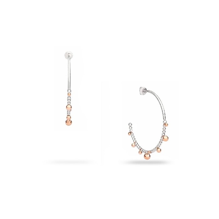 Silver Hoops with 9K Rose Gold Beads from Dodo Bollicine