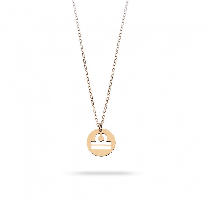 Libra horoscope necklace in pink gold