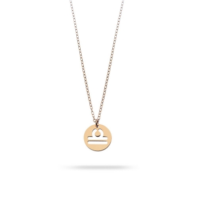 Leo horoscope necklace in rose gold with diamond bezel