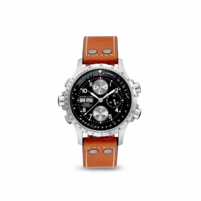 Rellotge d'acer i pell marró Khaki Aviation Hamilton