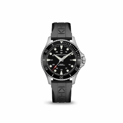 Rellotge d'acer i cautxú negre khaki Navy Hamilton