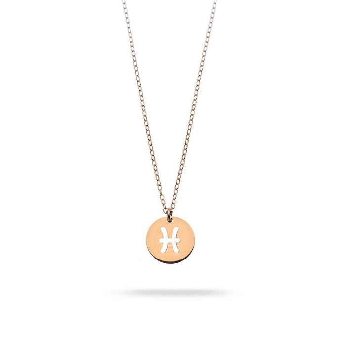Pisces horoscope necklace in pink gold