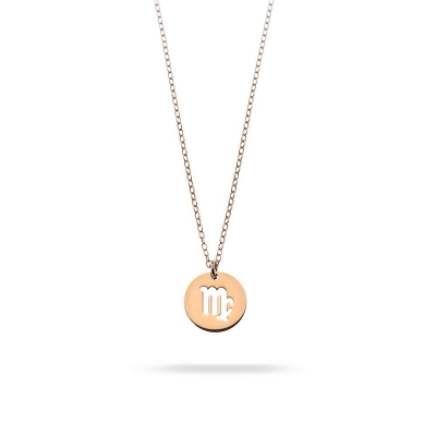 Taurus horoscope necklace in rose gold with diamond bezel