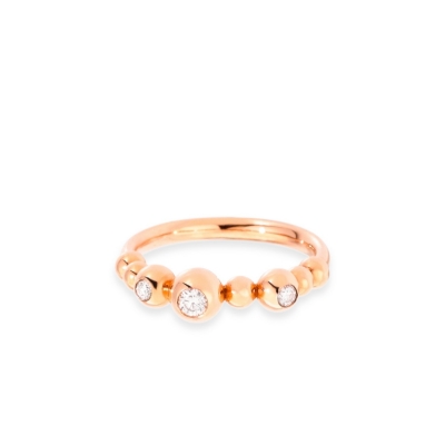 Bollicine Dodo ring in rose gold and white diamonds
