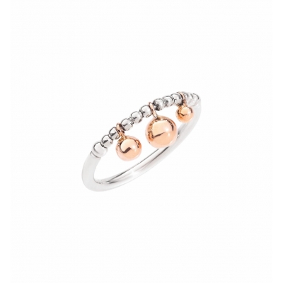 Bollicine silver and rose gold dodo ring, size 52