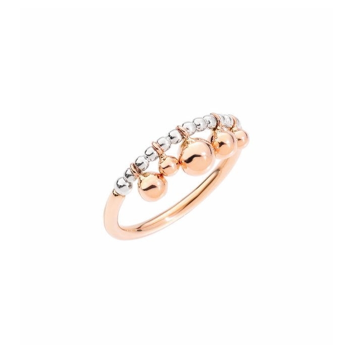 Dodo Bollicine 9 carat rose gold and silver ring, size 52
