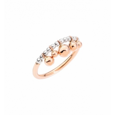 Dodo Bollicine 9 carat rose gold and silver ring, size 52