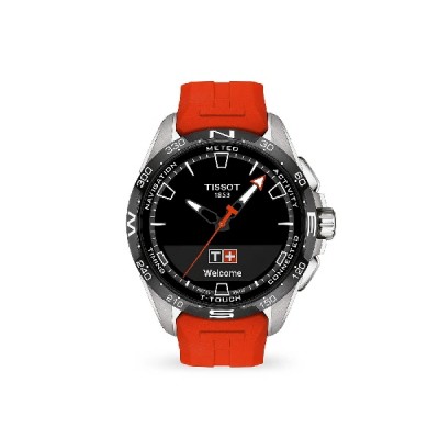 Tissot T-Touch titanium and red rubber watch