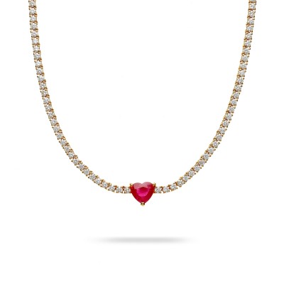 Grau Riviere Necklace with Heart Ruby