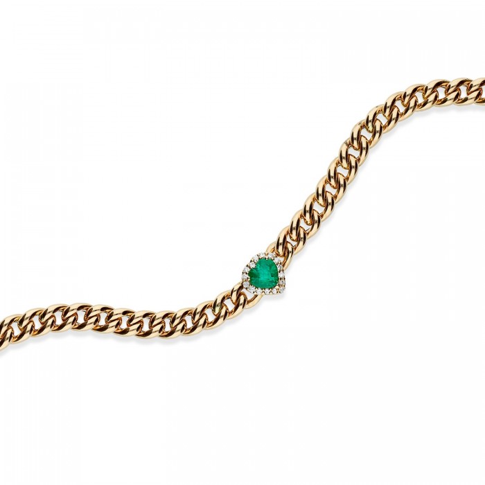 Grau Rose Gold and Heart Emerald Bracelet