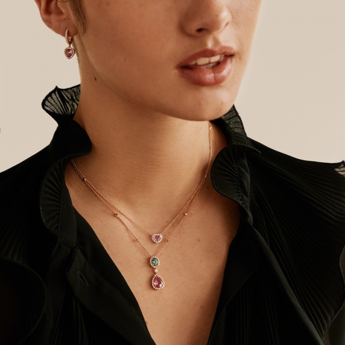 Grau Rose Gold with Heart Sapphire Earrings