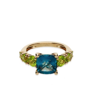 Rose Gold Ring with London Topaz and Peridot
