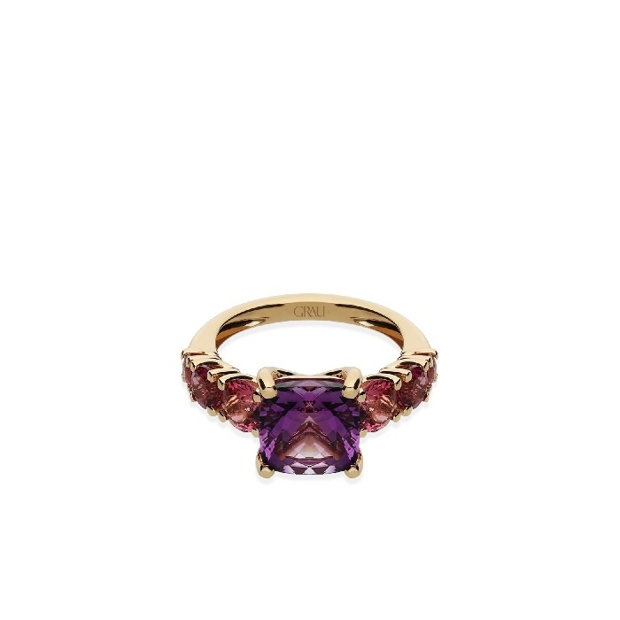 Amethyst and Tourmaline Rose Gold Ring