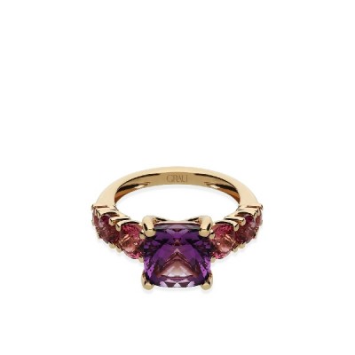 Amethyst and Tourmaline Rose Gold Ring