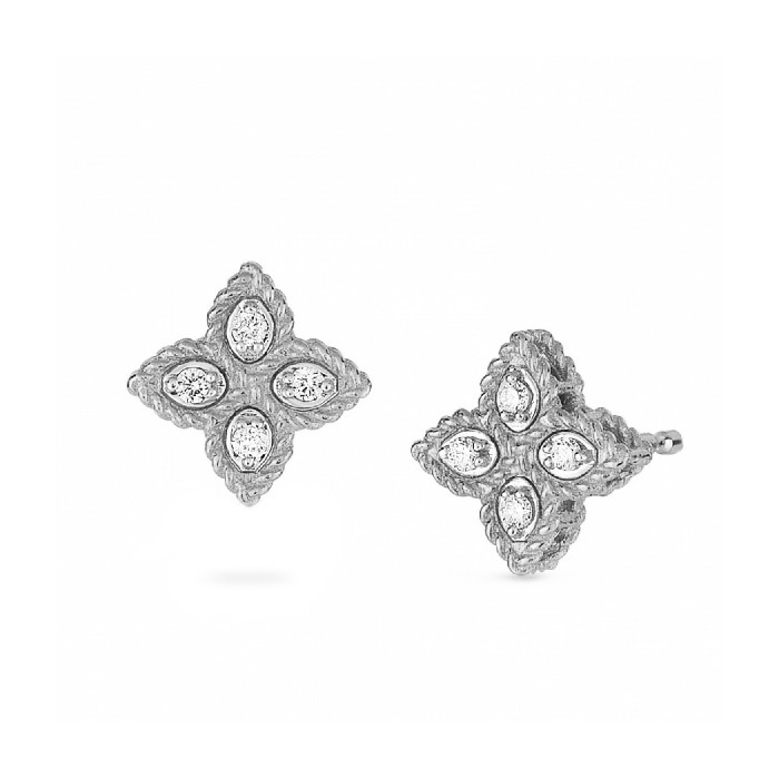 Roberto Coin flower shaped diamond and white gold earrings