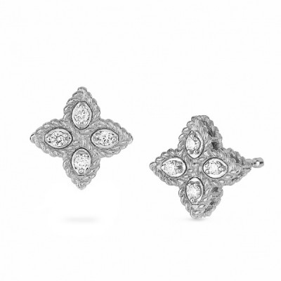 Pendientes de oro blanco y diamantes en forma de flor de Roberto Coin