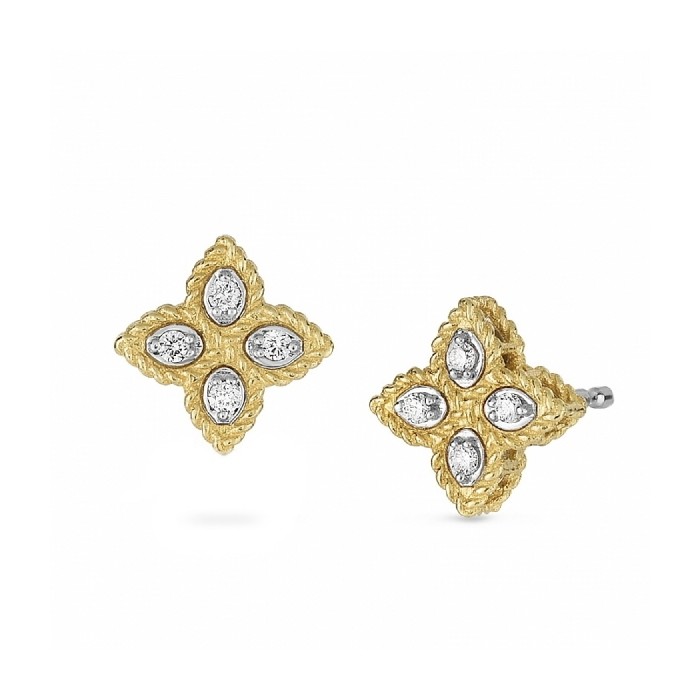 Pendientes de flor de oro amarillo y diamantes de Roberto Coin