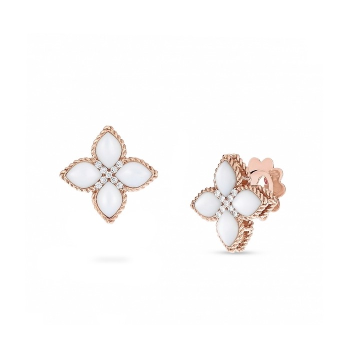 Roberto Coin rose gold flower mother of pearl earrings