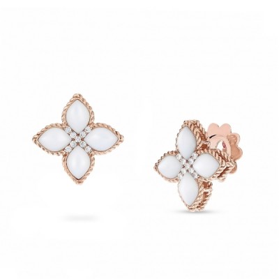Pendientes de oro rosa y madre perla en forma de flor de Roberto Coin
