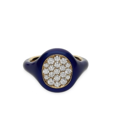 Blue Ring with Pavé Diamonds