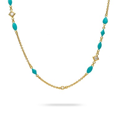 Blue Necklace Yellow Gold