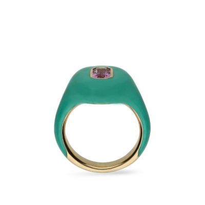 Green and Pink Sapphire Ring