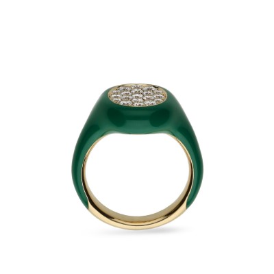 Green Seal and Pavé Diamonds Ring