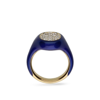 Blue Ring with Pavé Diamonds