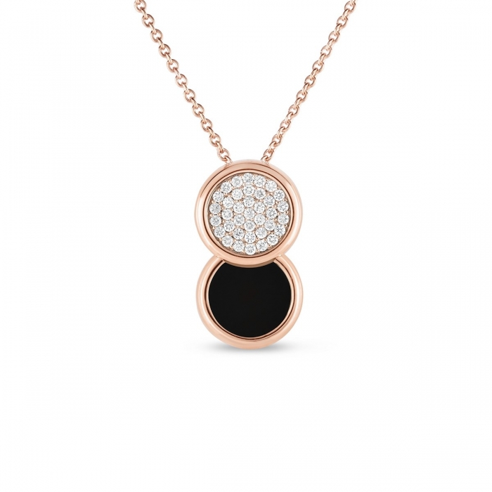 Collar d'or rosa, jade negre i diamants de Roberto Coin