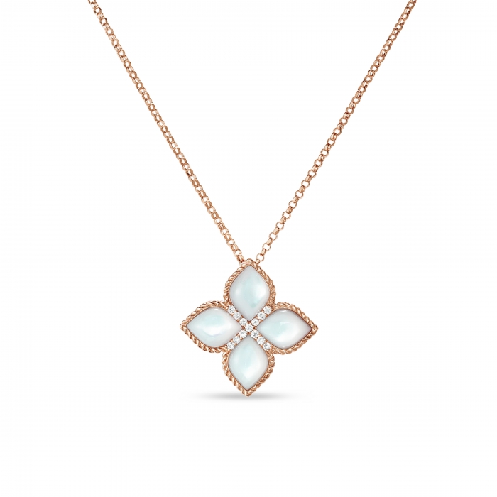 Roberto Coin mother of pearl flower rose gold pendant