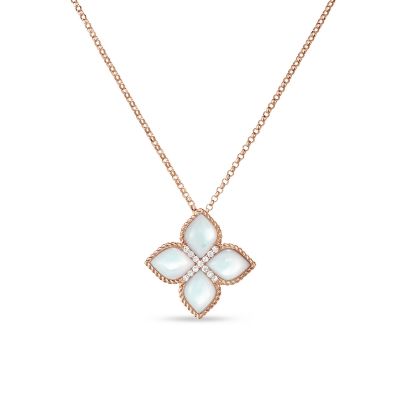Roberto Coin mother of pearl flower rose gold pendant