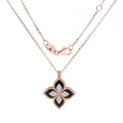 Roberto Coin Rose Gold Necklace with Black Jade