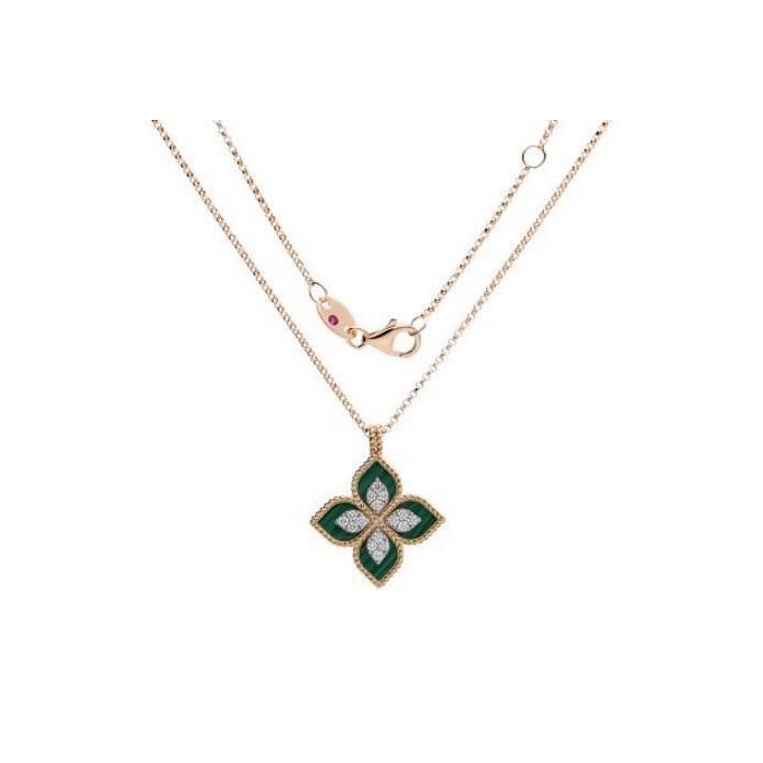 Roberto Coin Rose Gold Necklace with Malachite