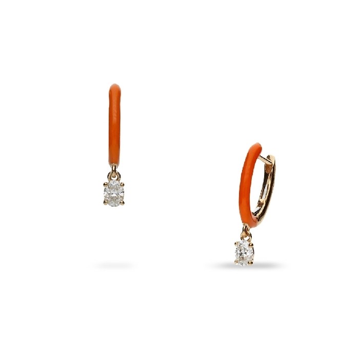 Orange Hoop and Rose Gold Earrings