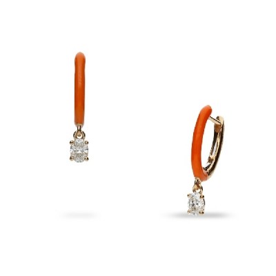 Orange Hoop and Rose Gold Earrings
