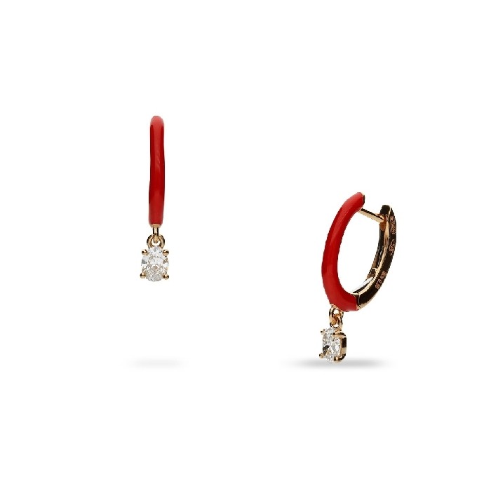 Red and Rose Gold Hoop Earrings