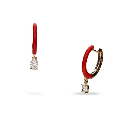 Red and Rose Gold Hoop Earrings