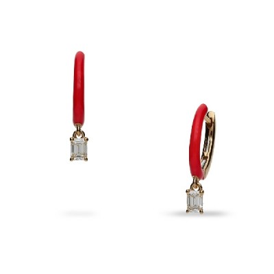 Red Hoop and Rose Gold Earrings