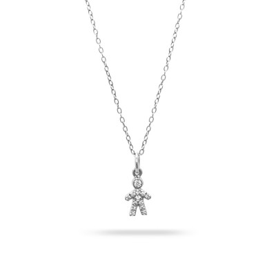 Child Necklace Tiny Charms White Gold