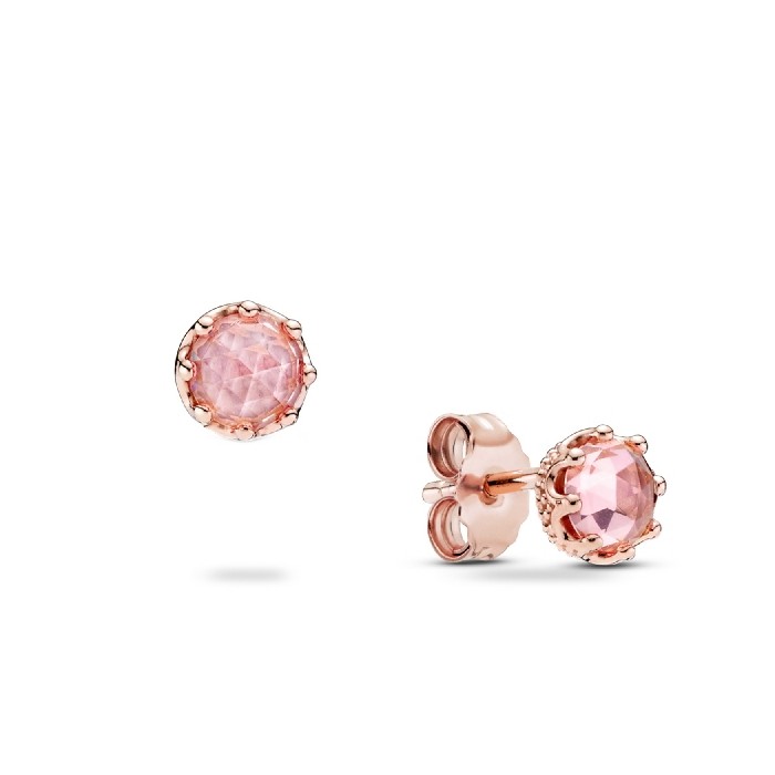 Square Sparkle Halo Stud Earrings | Rose gold plated | Pandora US
