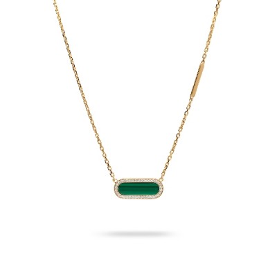 Rose Gold and Malachite Halo Necklace