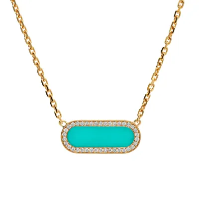 Rose Gold and Turquoise Halo Necklace