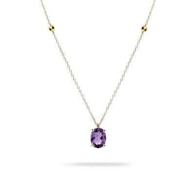 Amethyst and Yellow Gold Good Mood Necklace